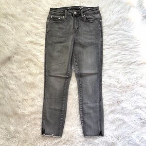 Seven7 Women Hamilton Grey Skinny Ankle Jeans Raw Hem Size 4